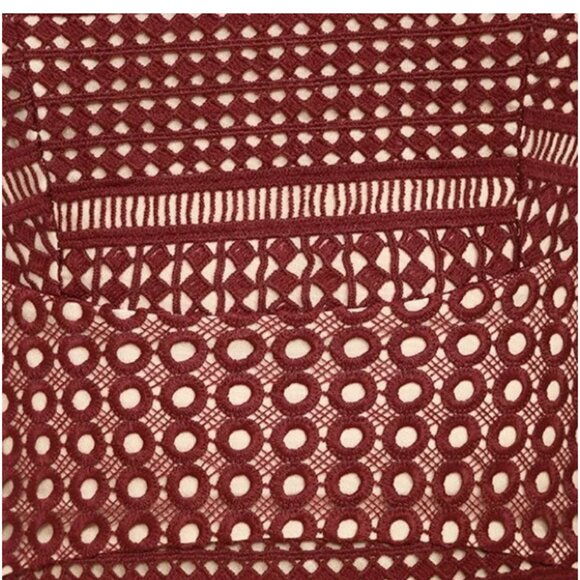 Keepsake Sweet Nothing Burgundy Lace Midi Dress Small - Picture 4 of 8